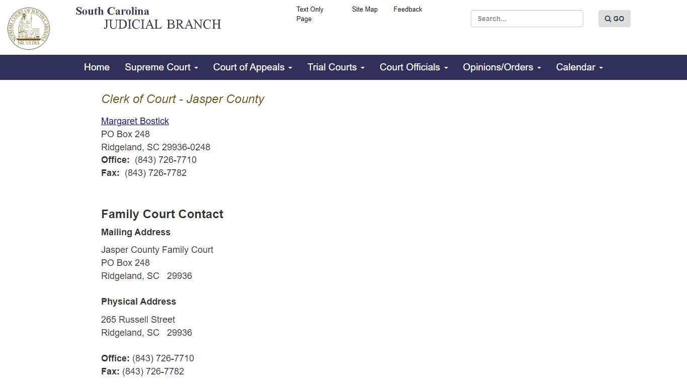 Clerk of Court - Jasper County - SC Judicial Branch